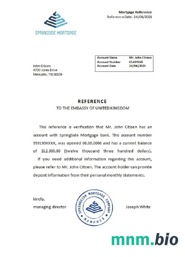 Przykład referencyjny kredytu hipotecznego w USA Springside w formatach Word i PDF